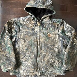 Carhartt Washed Duck Sherpa-Lined Realtree Camo Jacket